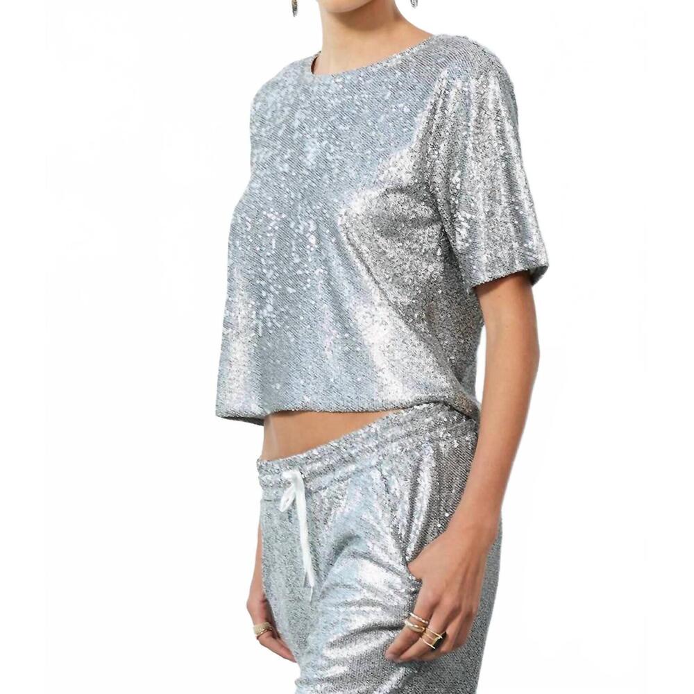 NEW BOBI keyhole back cropped tee in gunmetal - Picture 3 of 4